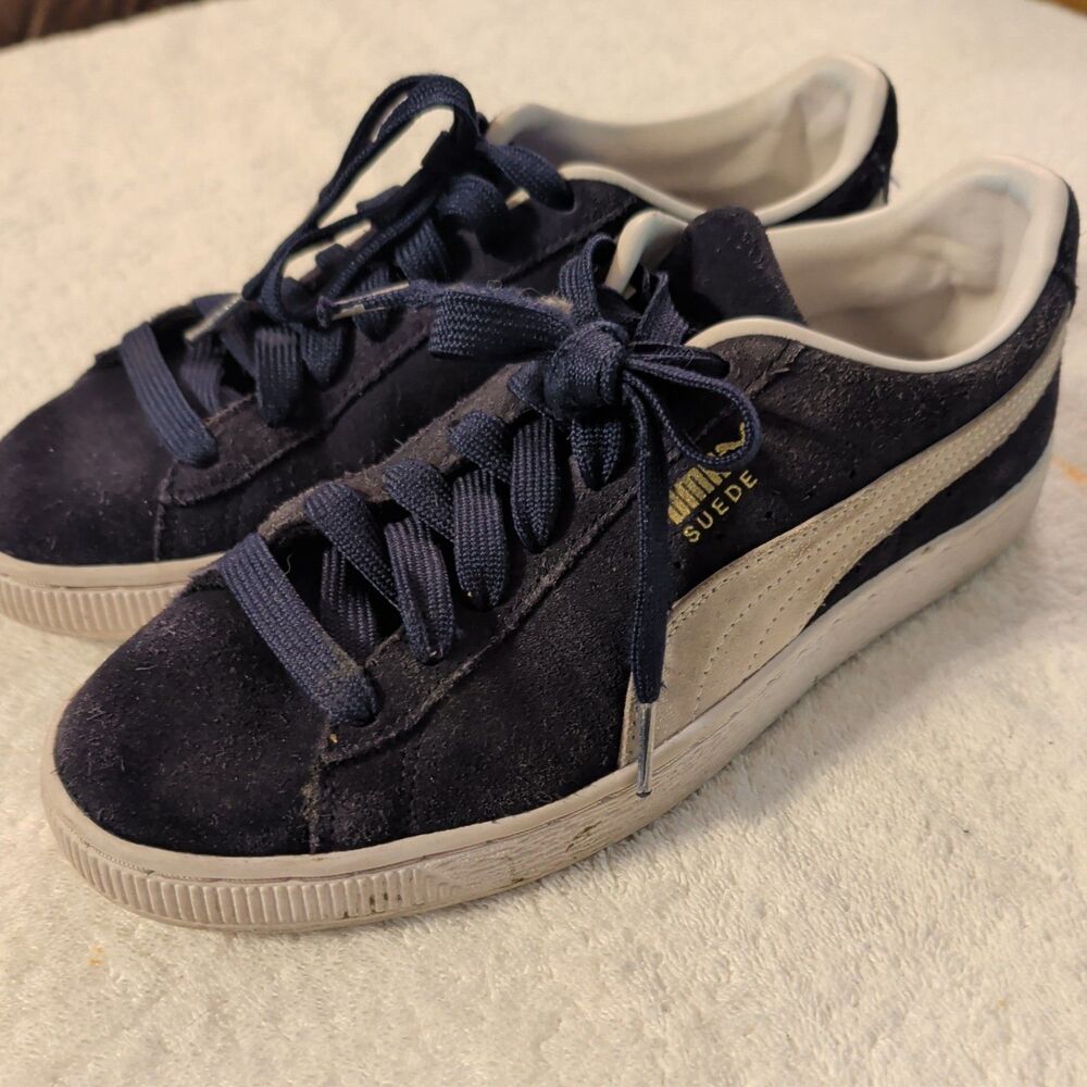 PUMA Suede Classic 21 Dark Blue White - US Size 8 - Pre-Owned